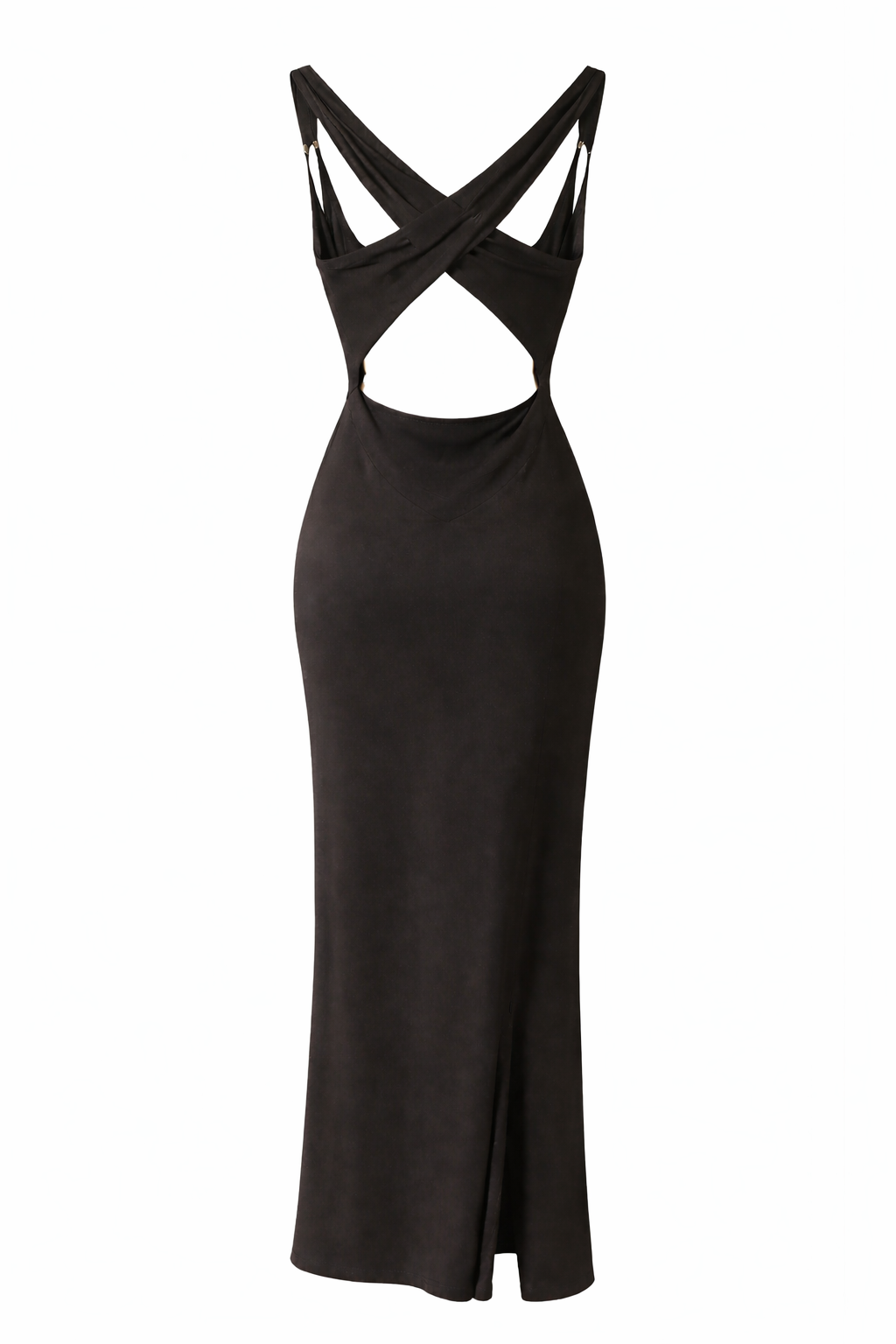 Gold Hardware Oval Strap Cross Back Maxi Dress