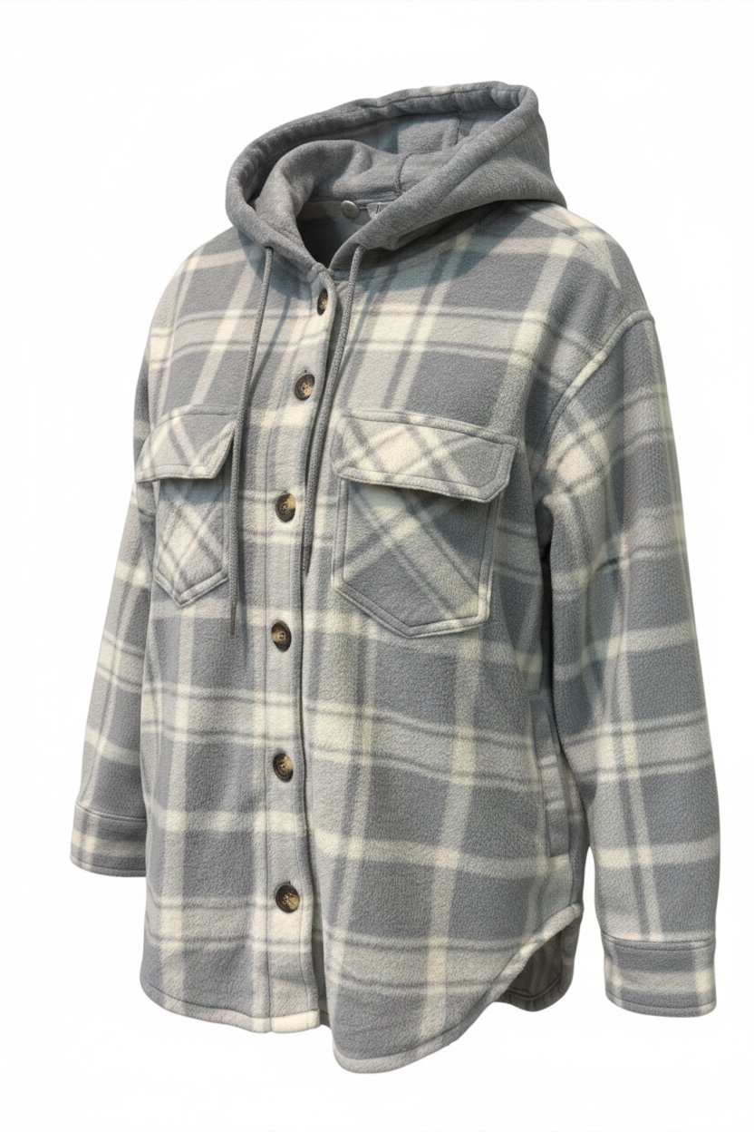 Hooded Plaid Shacket