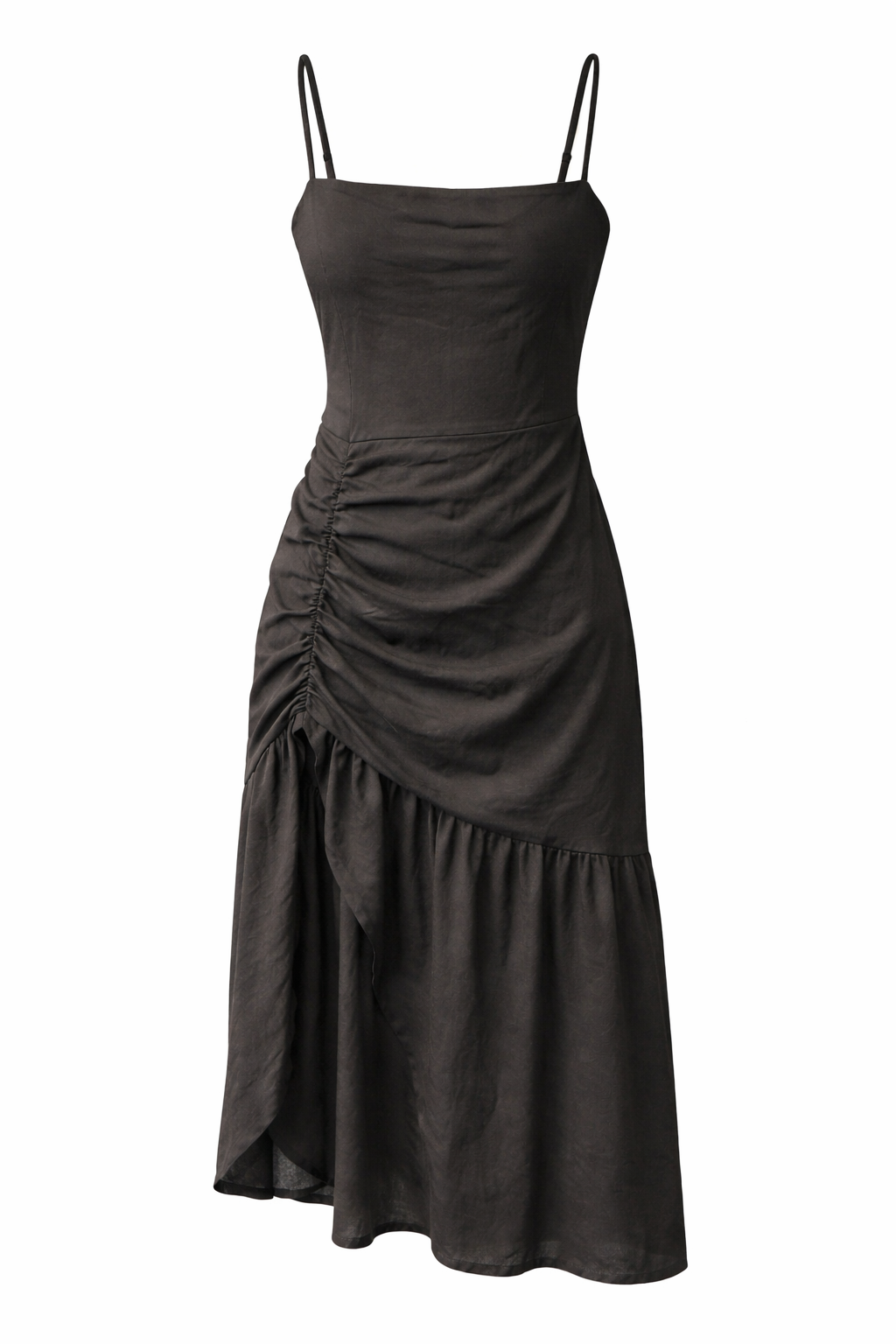 Stretch Scrunch High Low Midi Dress