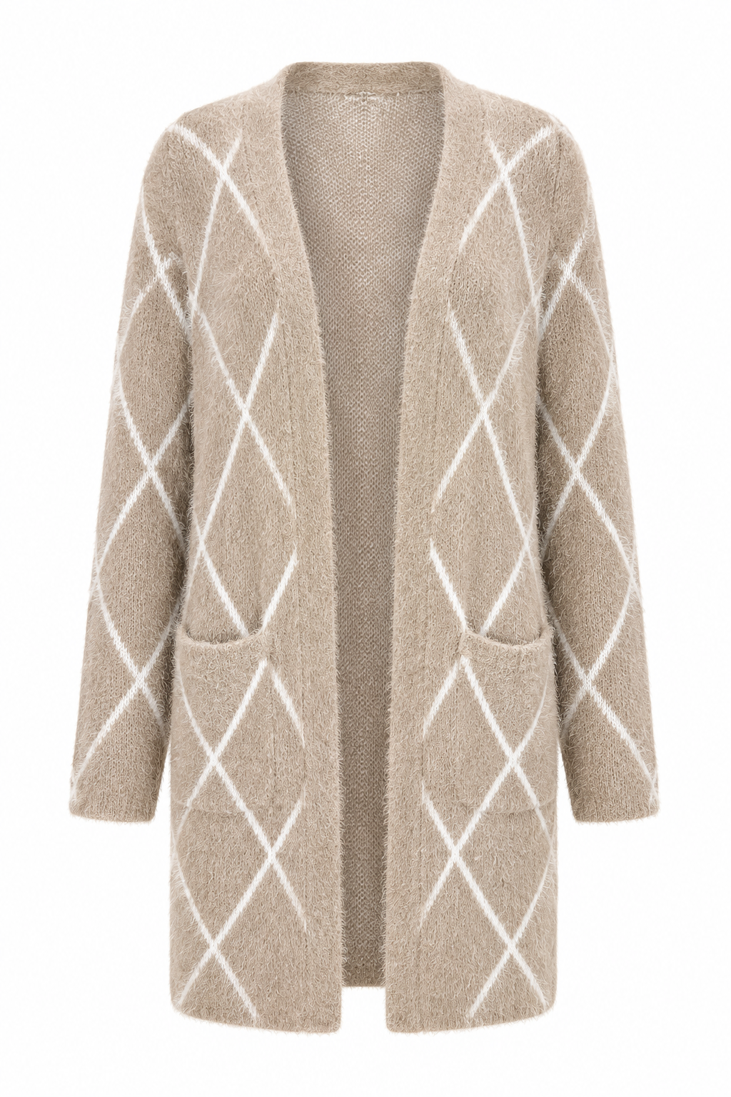 Open Front Fuzzy Knit Stripe Cardigan
