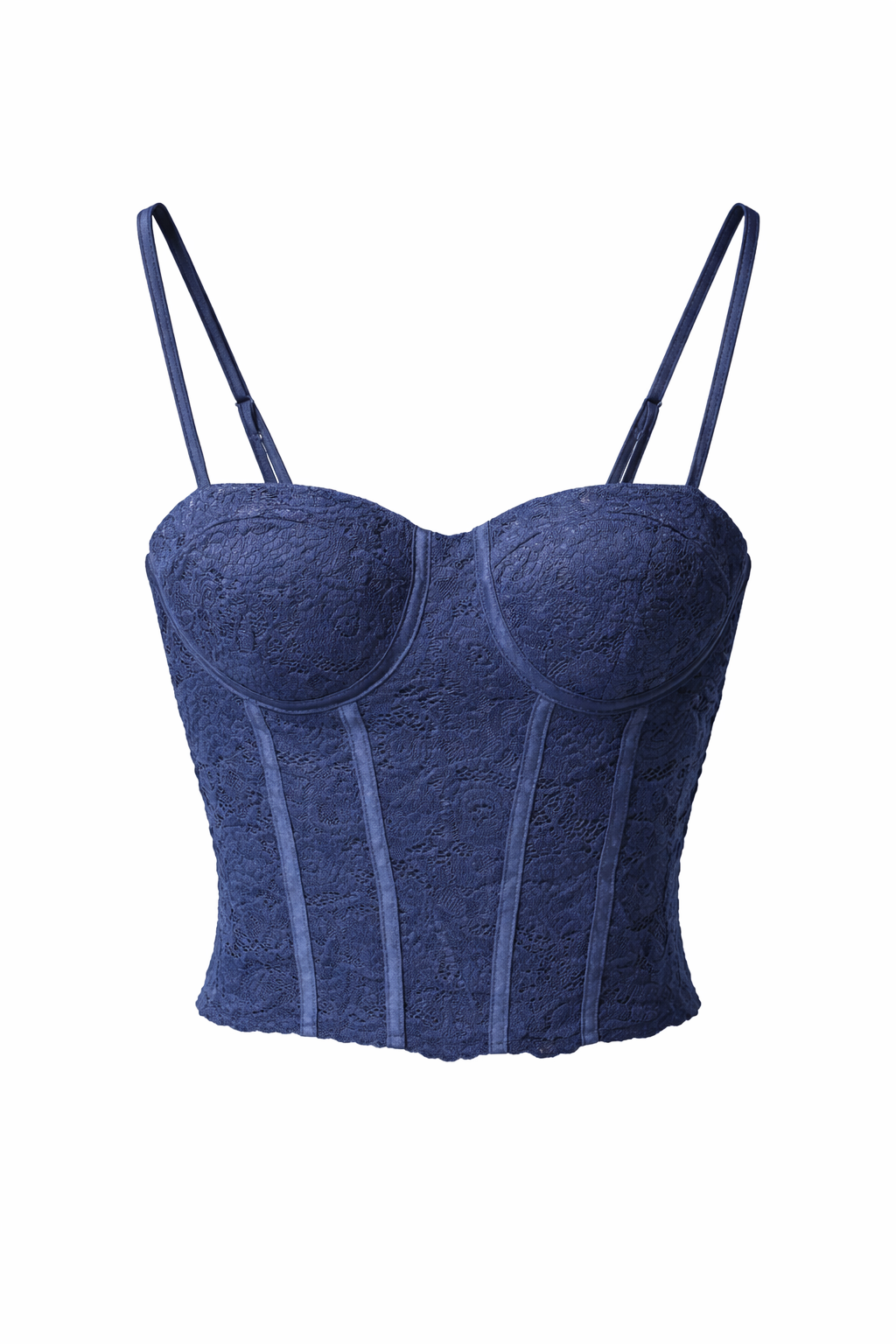 Navy Bustier Lace Crop