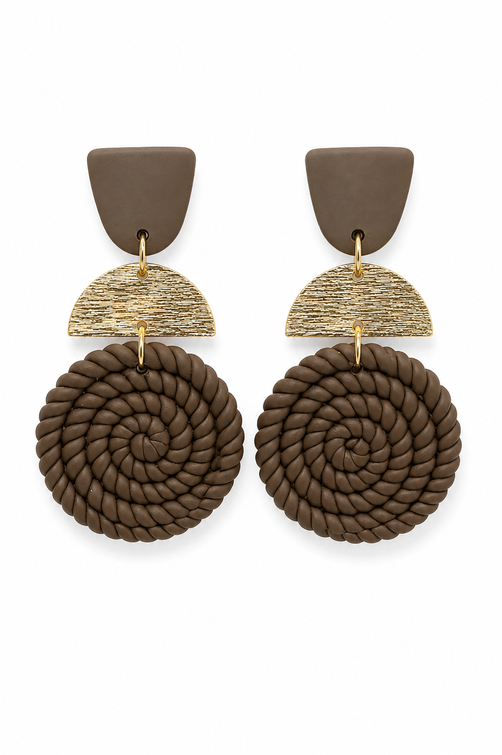Brown Rope Swirl Earrings