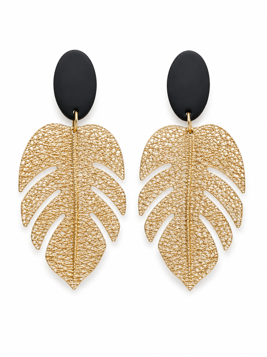 Gold Tropical Leaf Earrings