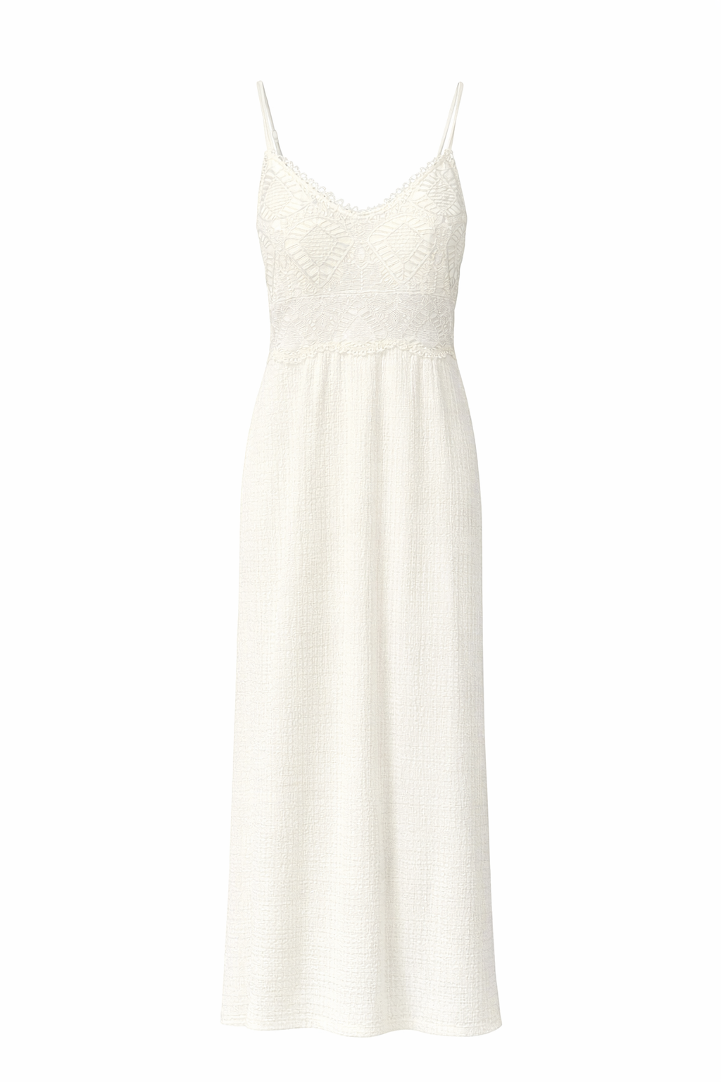 Cream Textured Lace Dress