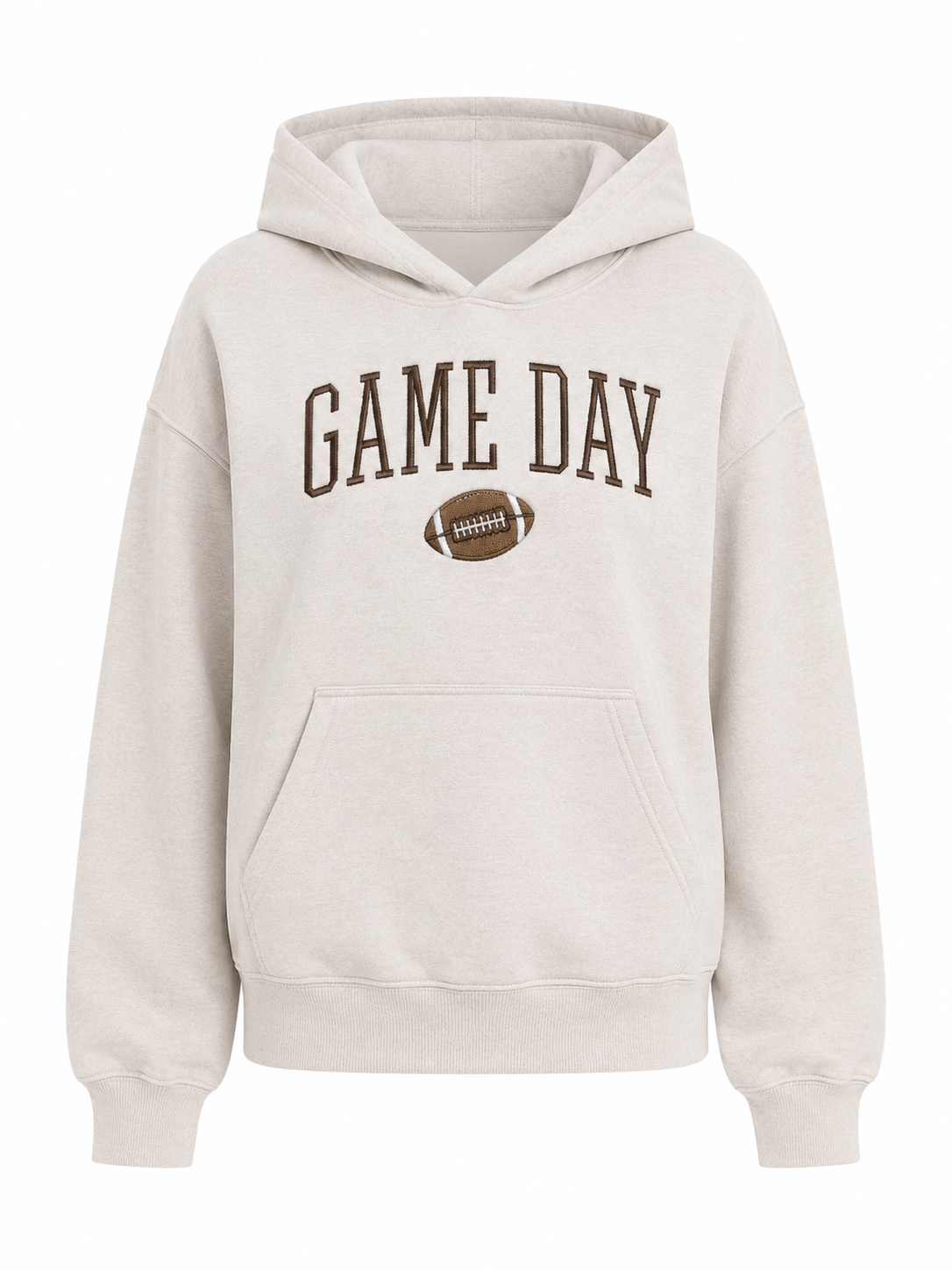 Beige Game Day Embroidered Hoodie