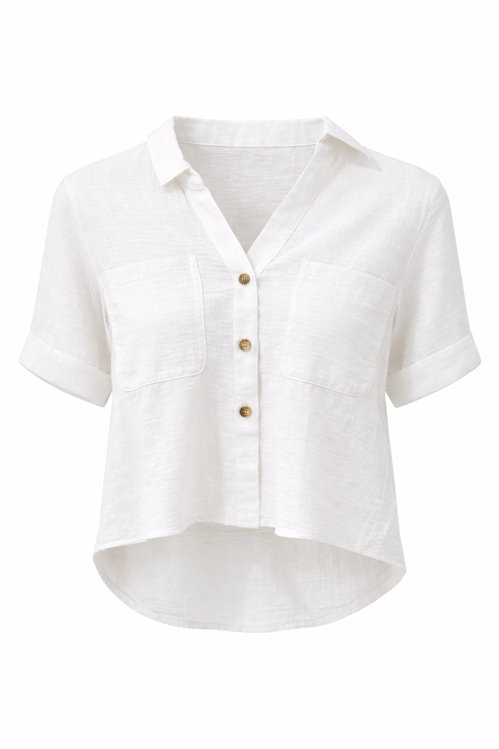 Cargo Linen High-Low Crop Shirt