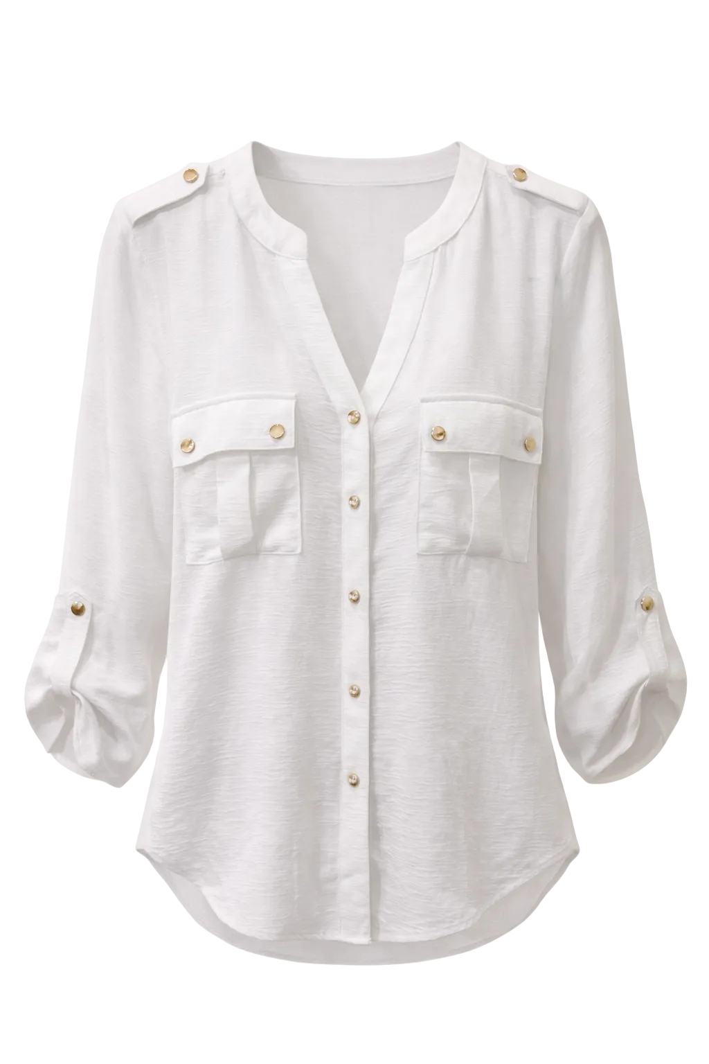 White Bold Button Blouse