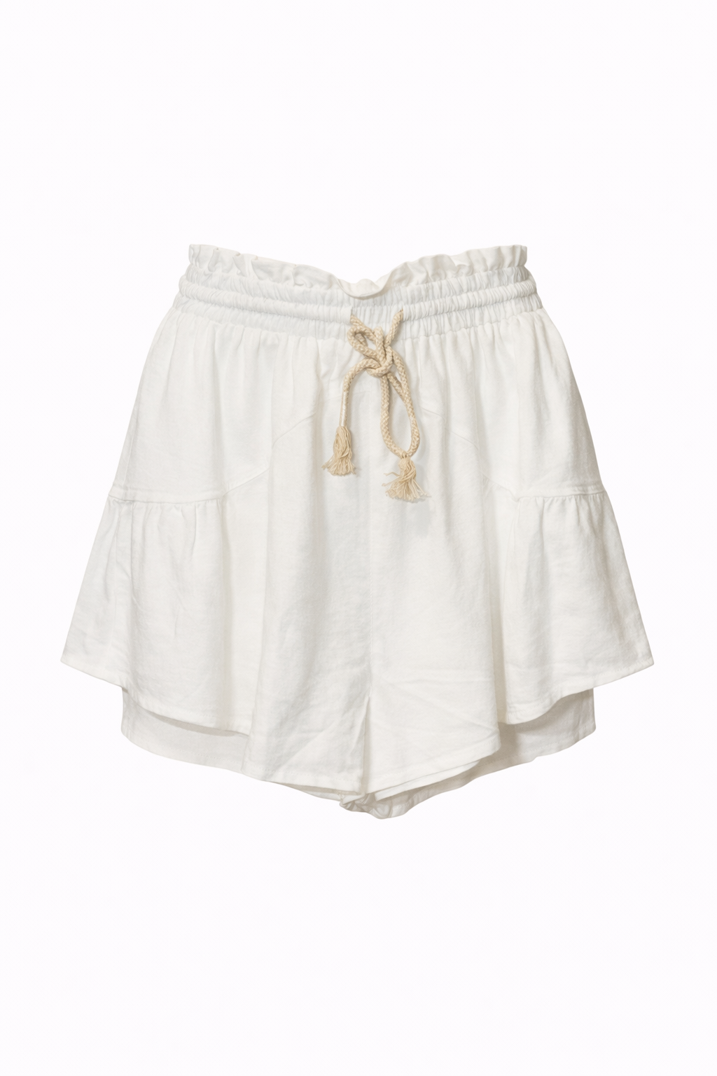 White Rope Tie Waist Shorts