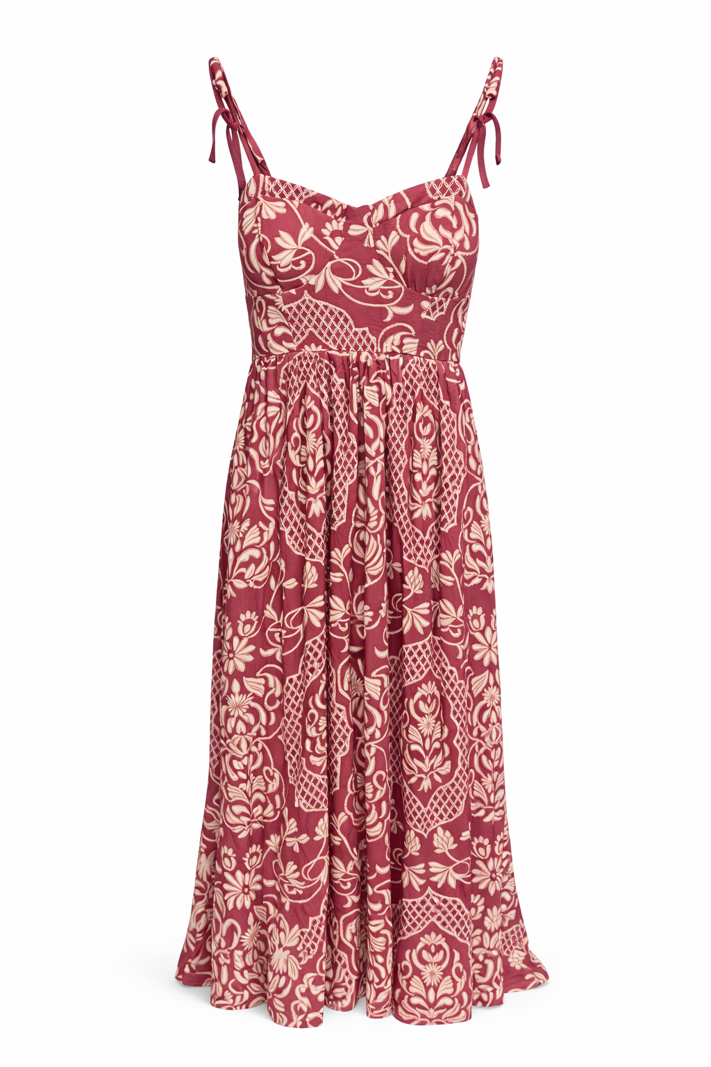 Magenta Victorian Print Maxi Dress