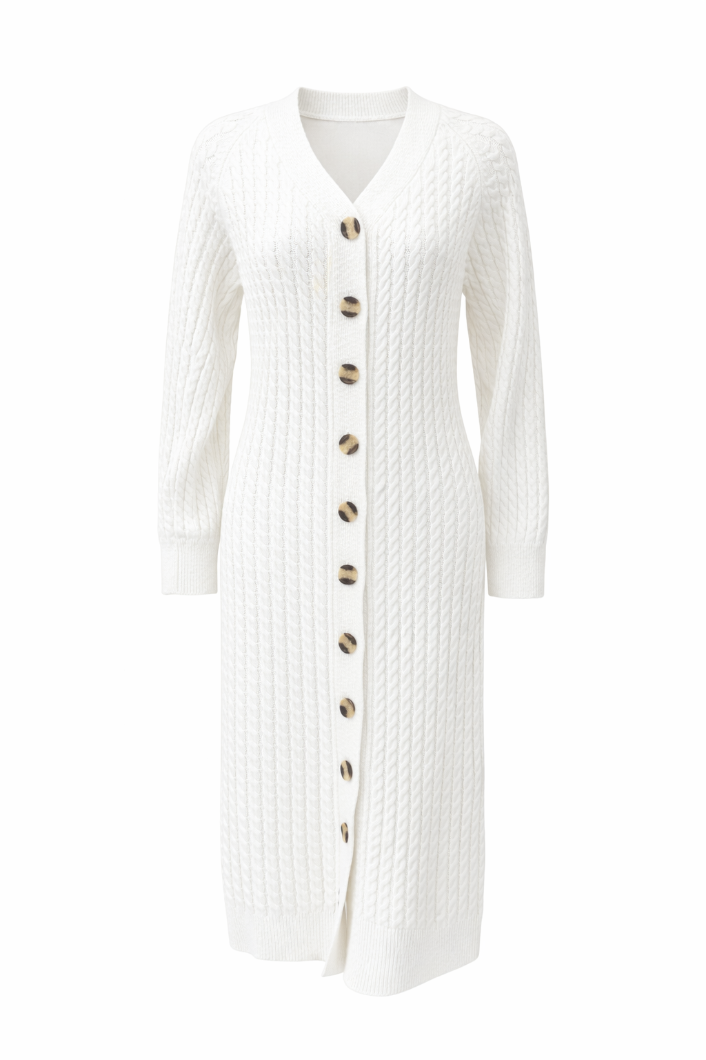 Cable Knit Button Maxi Sweater Dress