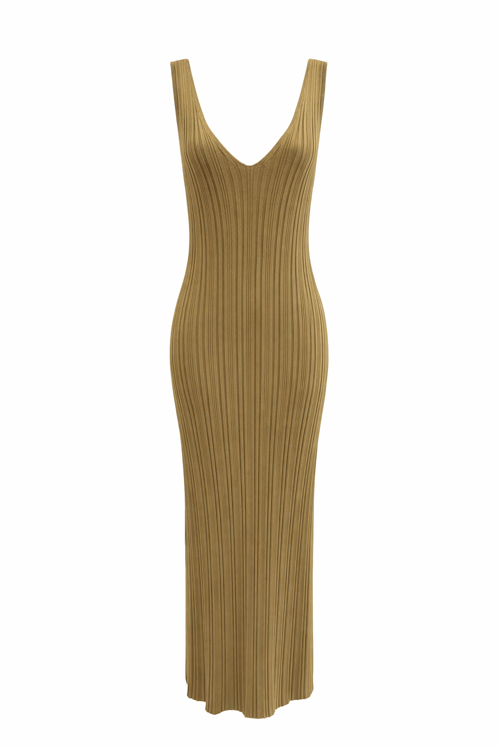 Olive Thick Ribbed Sweater Midi Dress