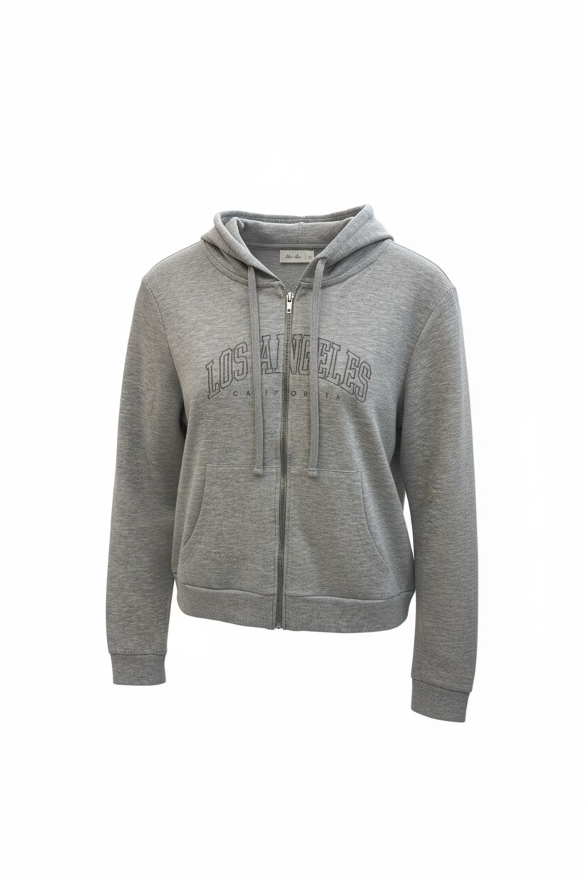 Embroidered LA Zip Up Hoodie