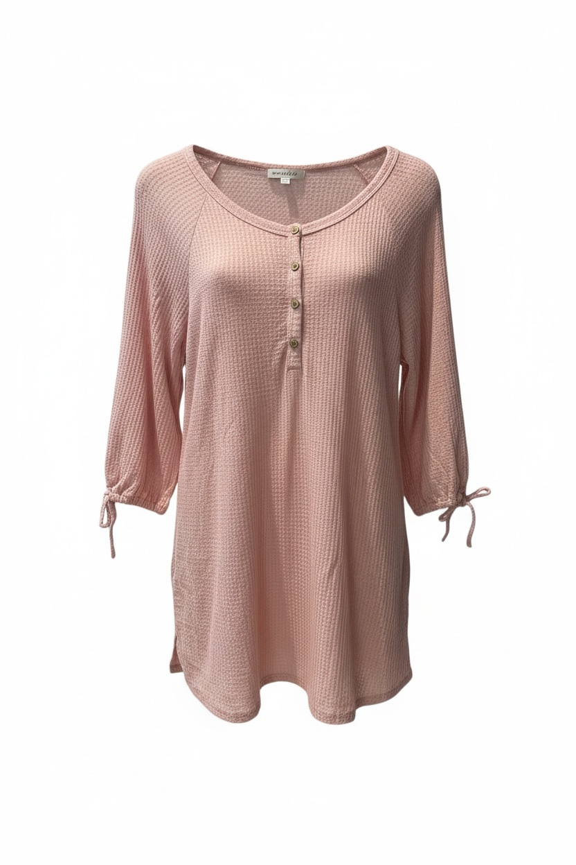 Waffle Print Slouchy Pink Dress