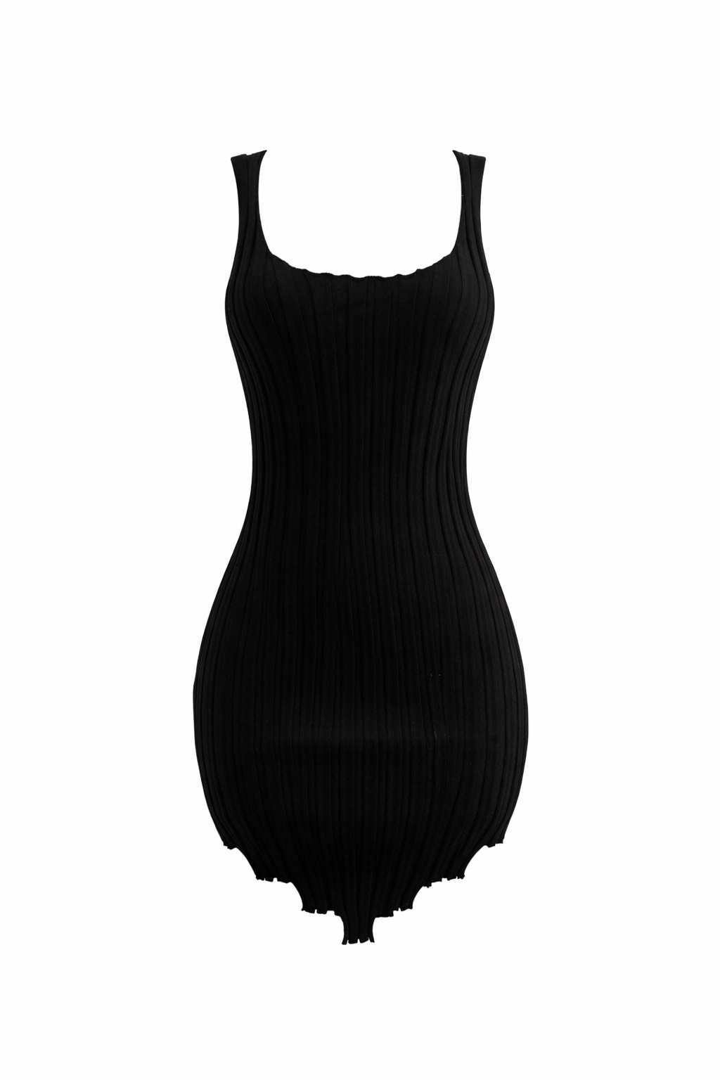 Ribbed Rigged Edge Mini Dress