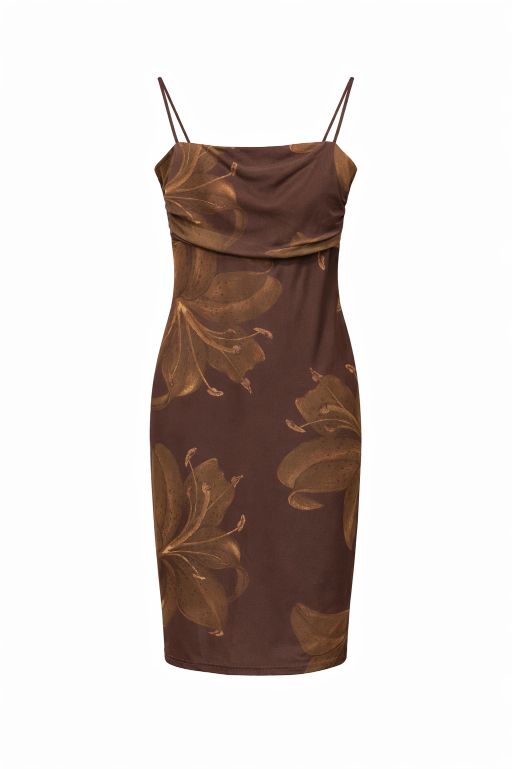 Brown Mesh Floral Mini Dress