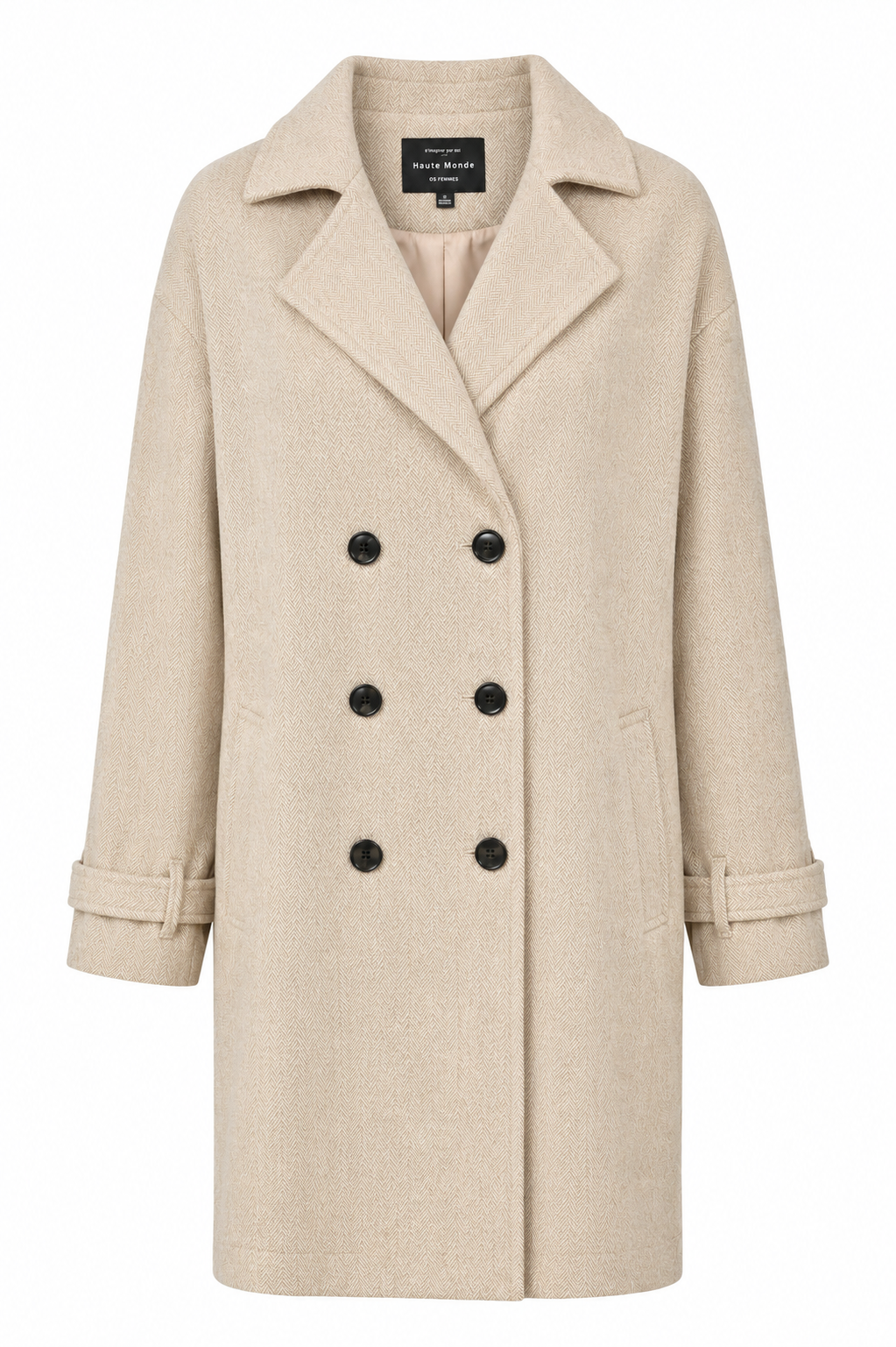 Herringbone Button Adjustable Trench Coat
