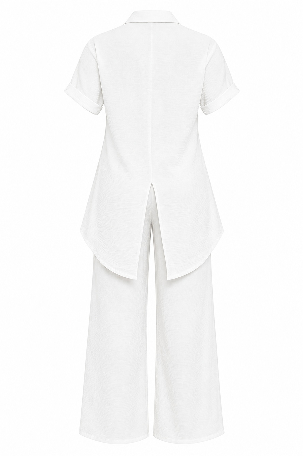 Button Down Back Slit Two Piece Pants Set