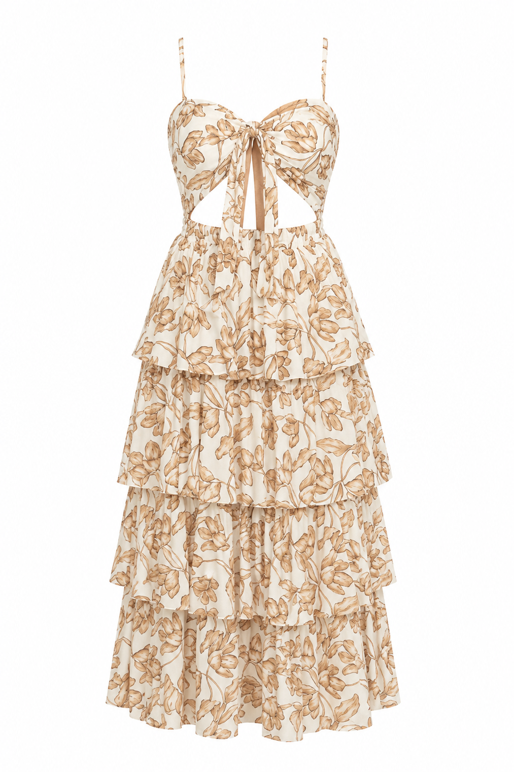 Floral Print Front Knot Tie Maxi Dress