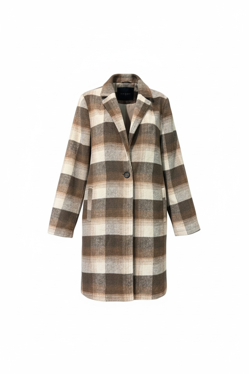 Thick Plaid Button Blazer Jacket