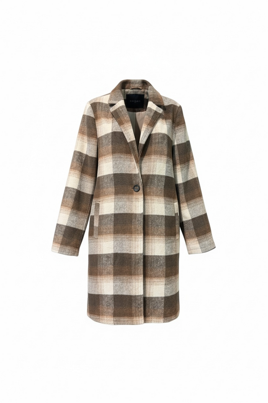 Thick Plaid Button Blazer Jacket