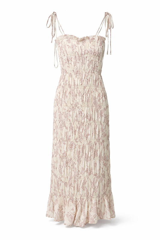 Floral Scrunch Tie Strap Midi Dress