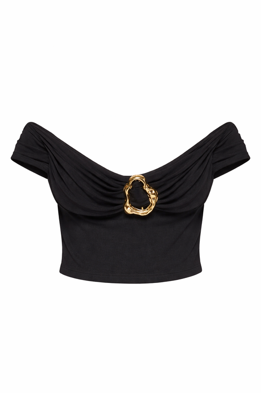 Black Folded Accent Top