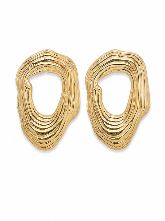 Gold Wavy Texture Earrings