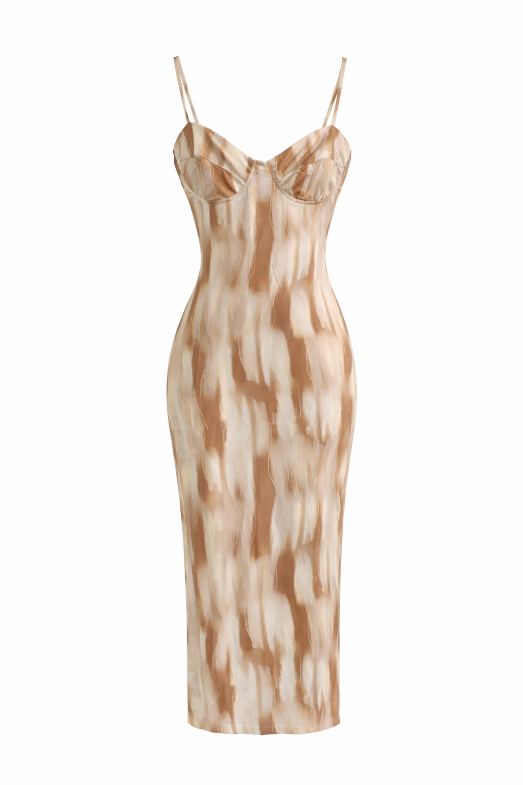 Beige Marble Mesh Midi Dress