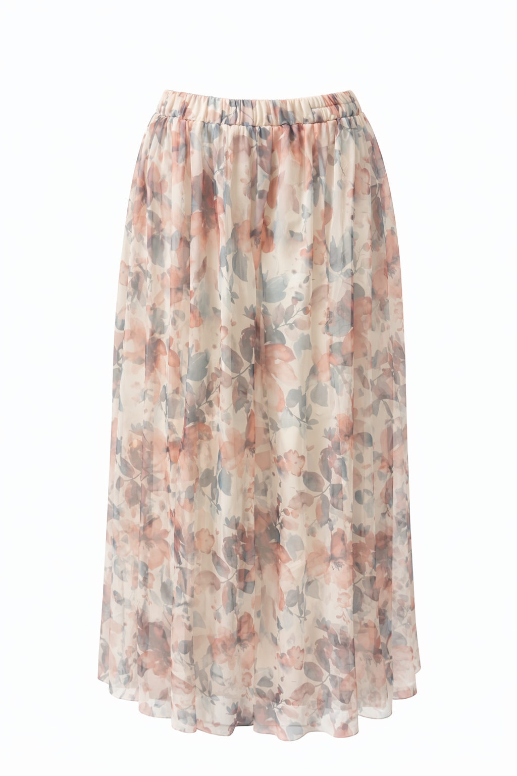 Cream with Red Floral Maxi Skirt