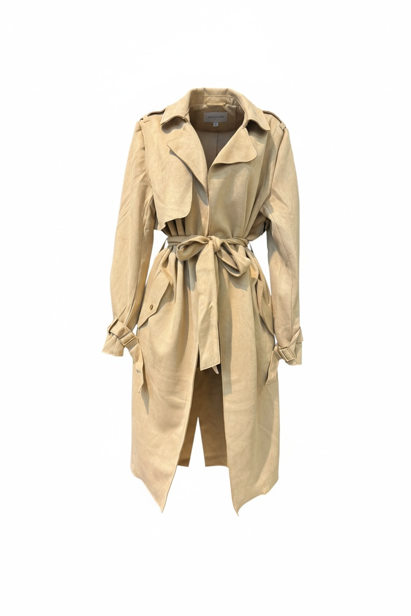 Suede Tie Trench Jacket
