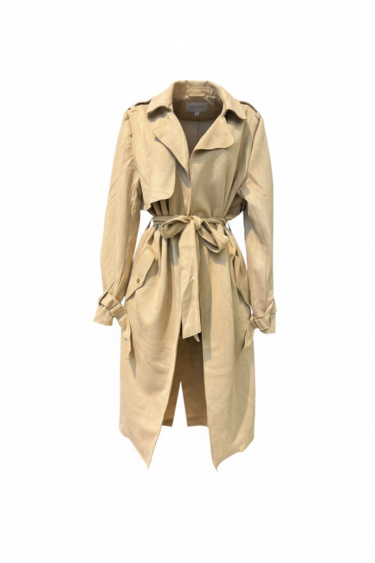 Suede Tie Trench Jacket