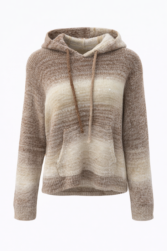 Brown Fuzzy Stripe Hoodie