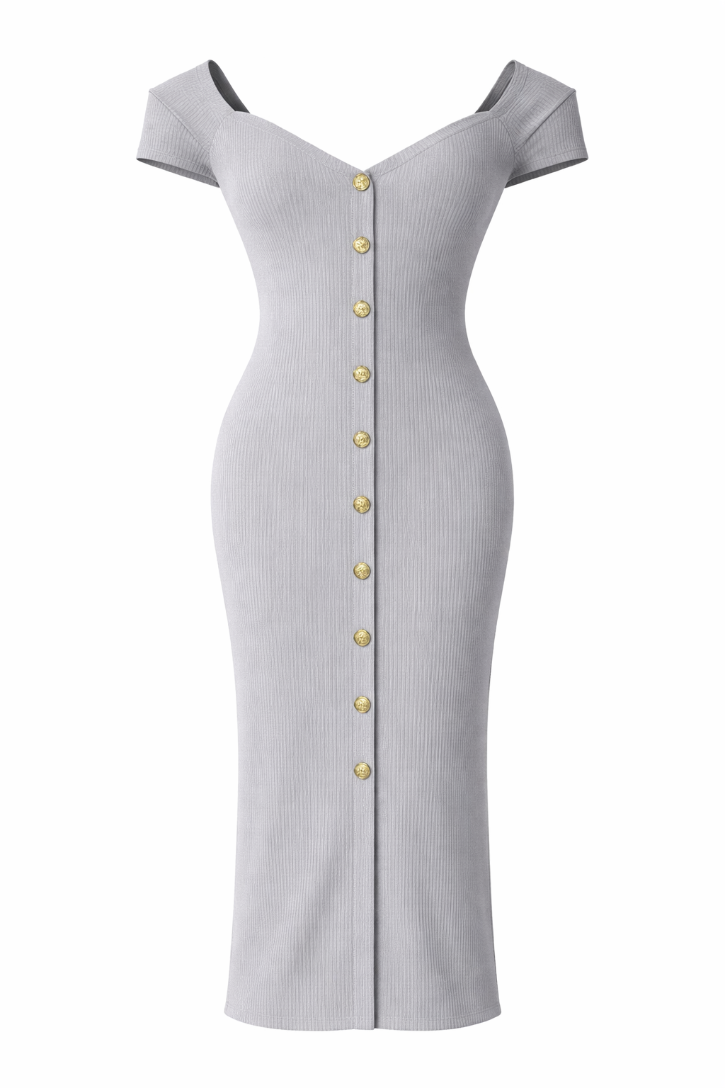 Ribbed Button Midi Dress