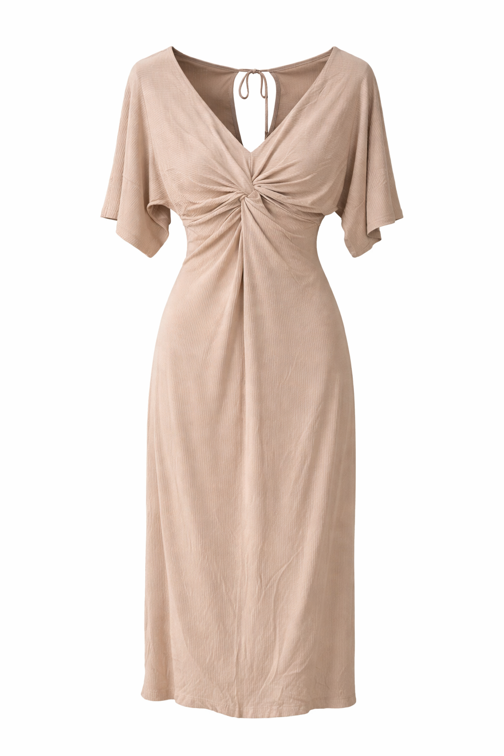 Knot Twist Split Rib Midi Dress