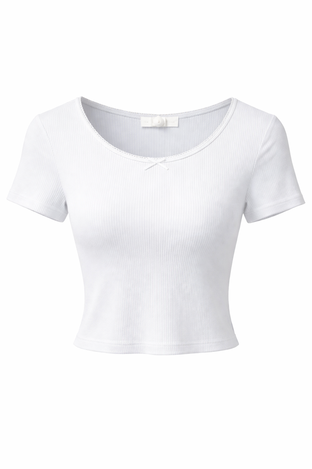 Basic Ribbed Scallop Trim Crop