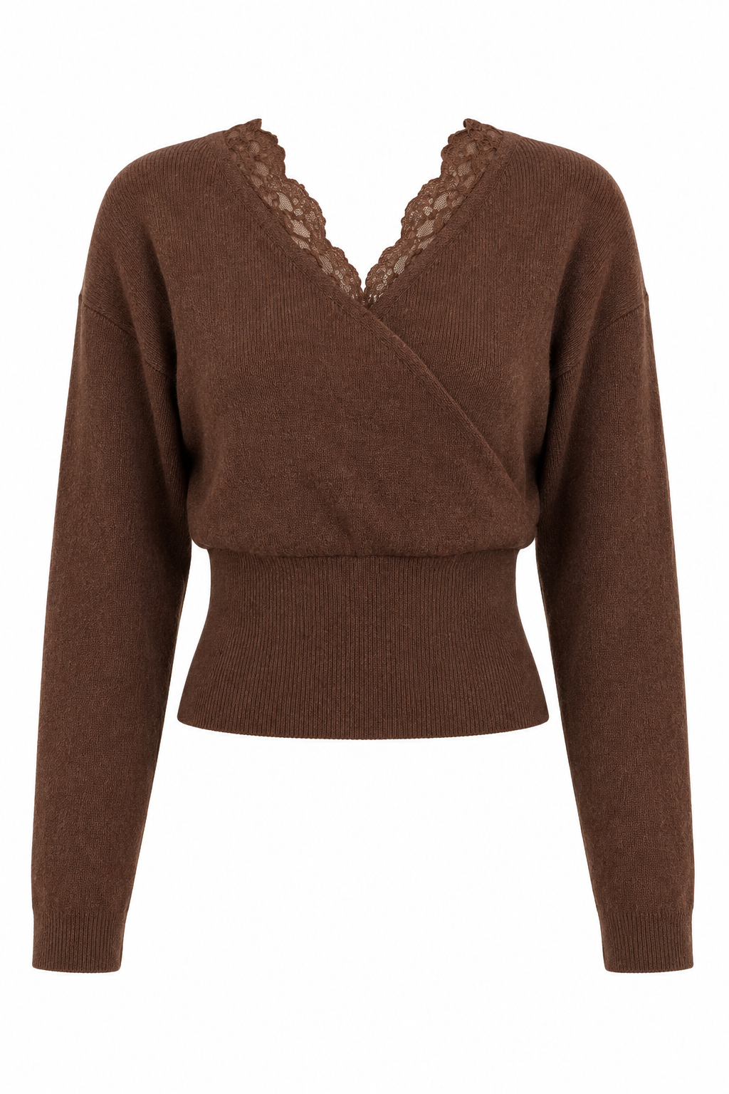 Lace Trim V Neck Knit Sweater