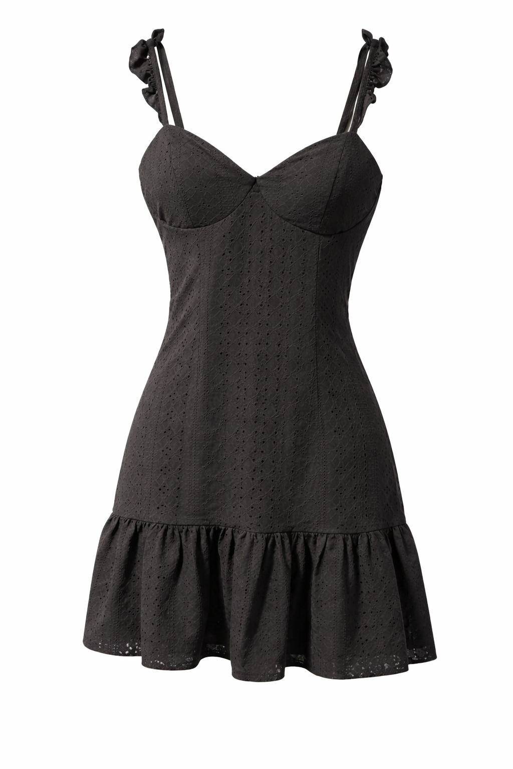 Eyelet Cupped Ruffle Mini Dress