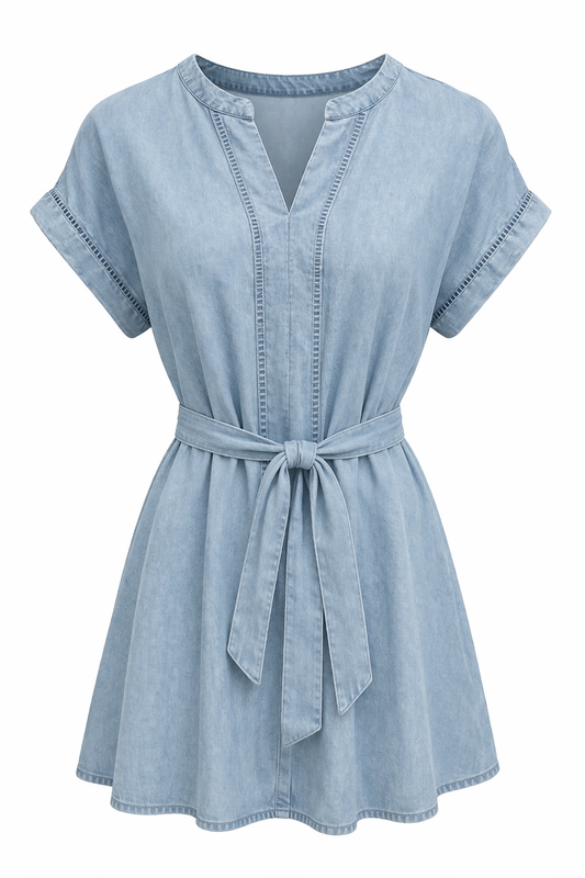 Ladder Trim Denim Dress