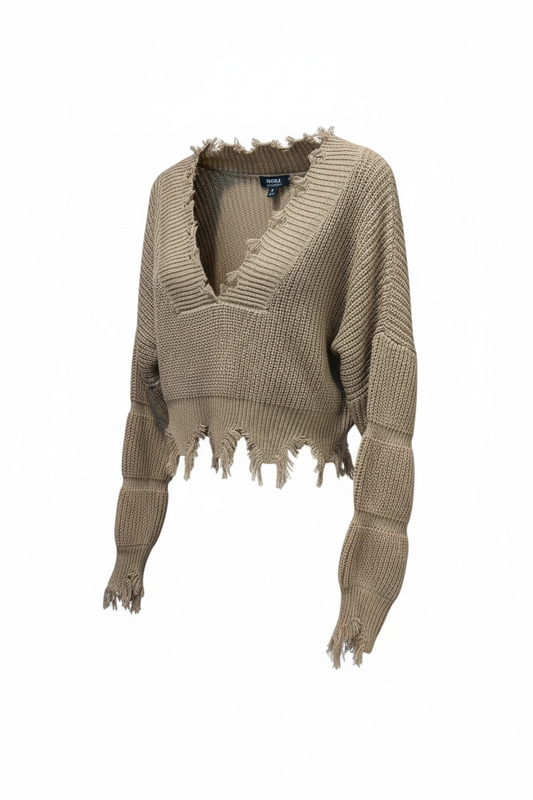 Knit Distressed Crop Sweater