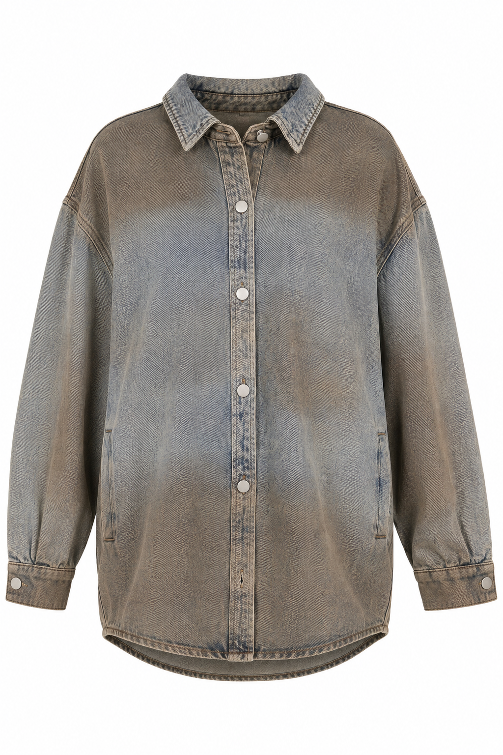 Two Tone Washed Button Jean Jacket