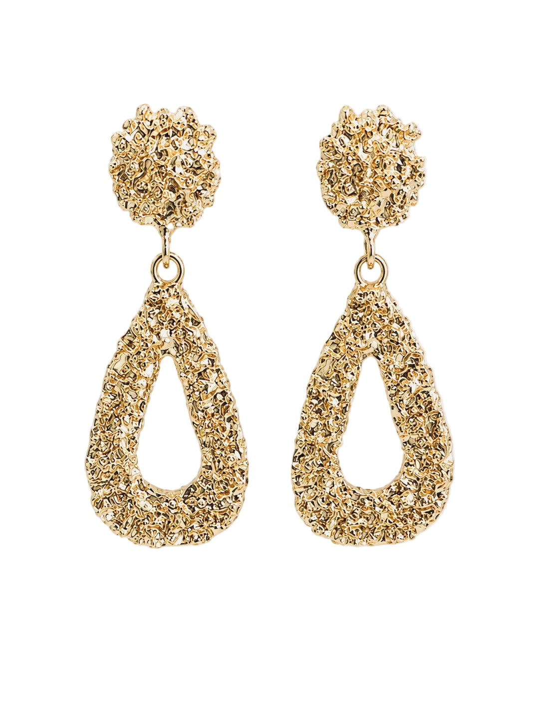Gold Textured Dangle Earrings