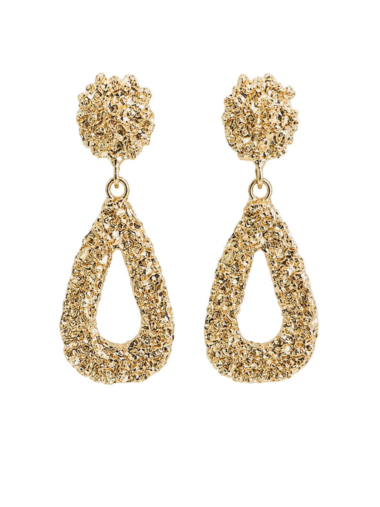 Gold Textured Dangle Earrings