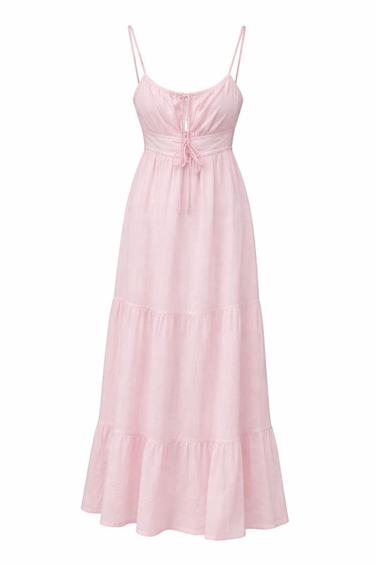 Crepe Tie Scrunch Midi Dress