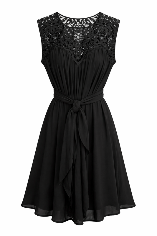 Lace Tie Mini Dress