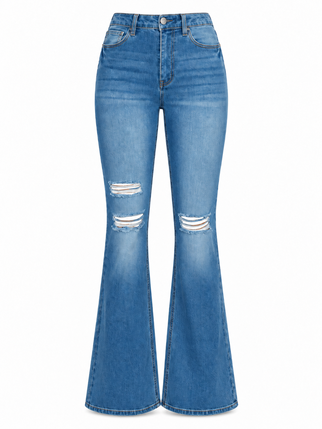 Ripped Flare Leg Jeans