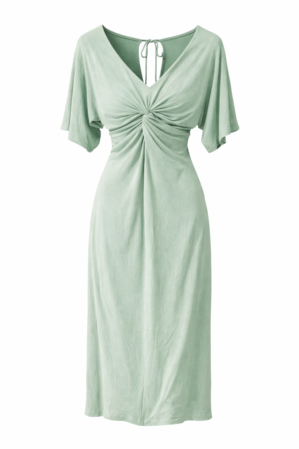 Knot Twist Split Rib Midi Dress