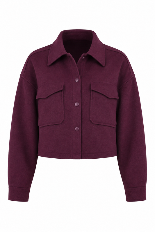 Fleece Cropped Felt Shacket