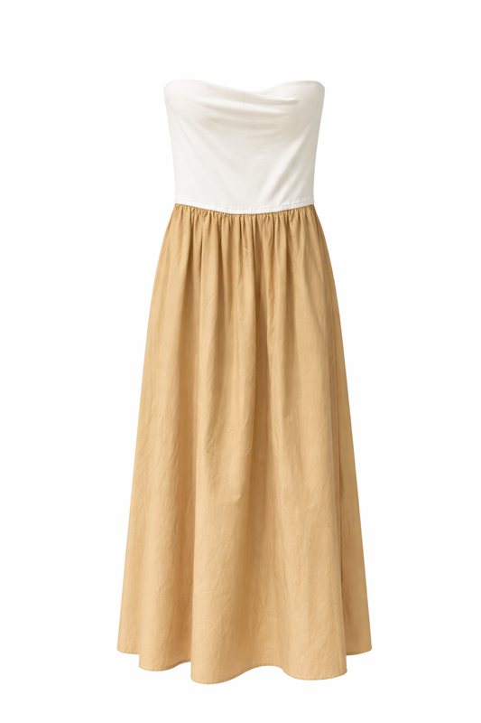 Strapless Two Tone Maxi Dress
