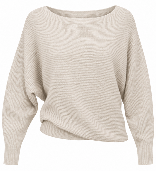 Wide-Neck Knit Sweater