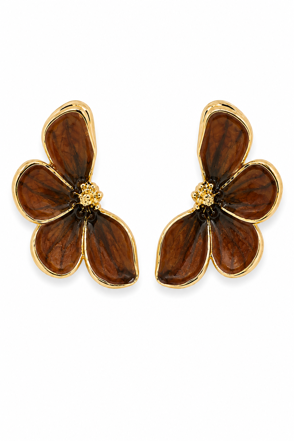 Brown Half Flower Earrings
